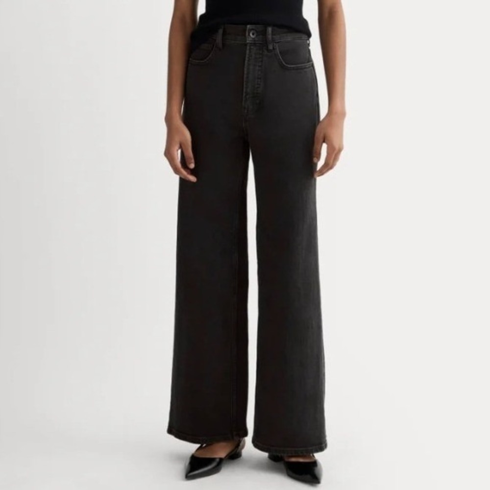 Everlane The Way-High Sailor Jean Washed Black High Rise Wide Leg Crop‎ 25 NWT